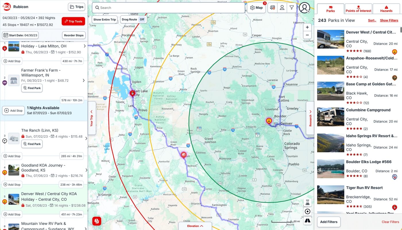 Interfaz de RV LIFE para planificar rutas pensando en el vehículo