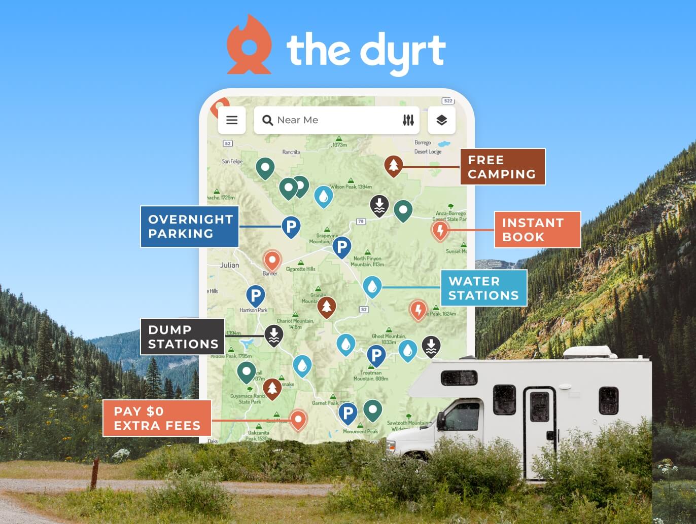 The Dyrt para buscar campings con filtros y opiniones