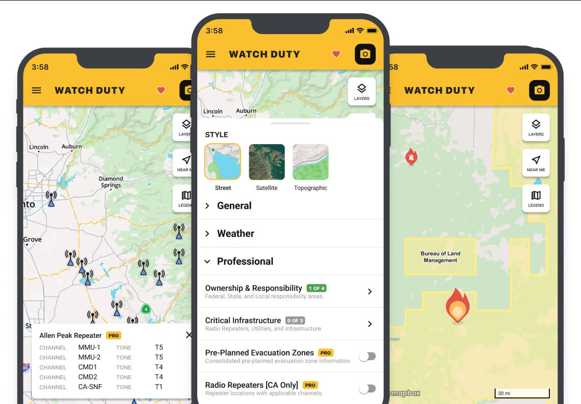 Watch Duty para seguir incendios activos en un mapa